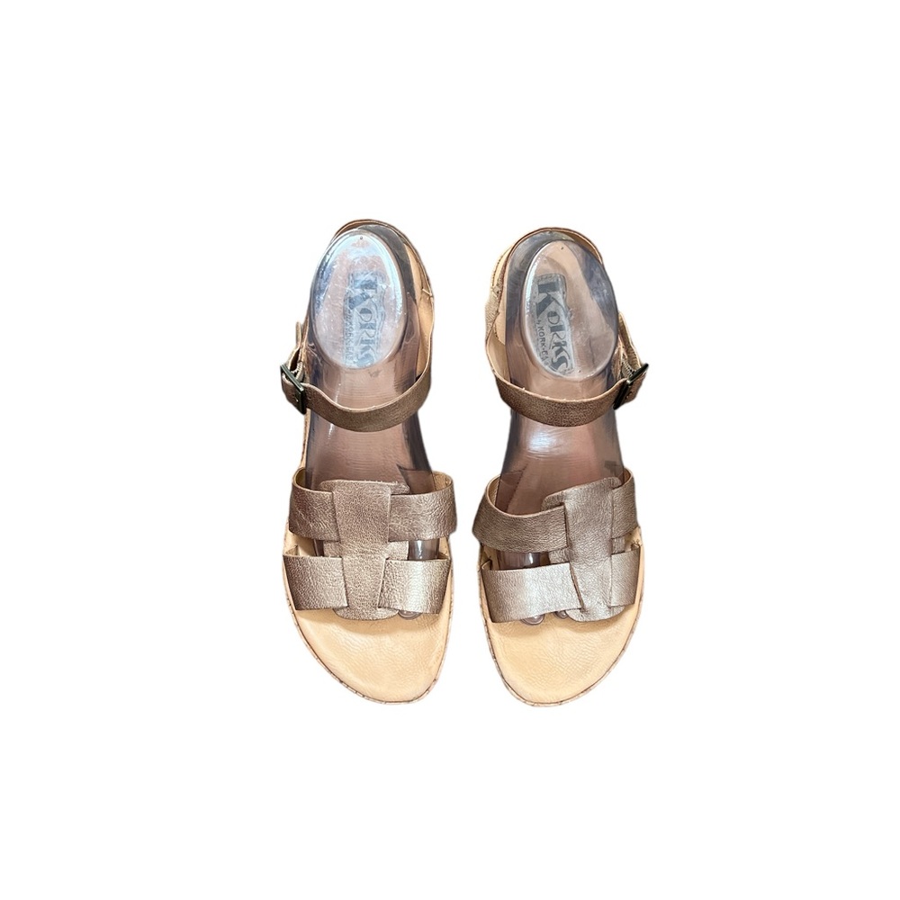 Korks Kork Ease Women’s Denica Wedge Sandal Metallic‎ Leather Size 10